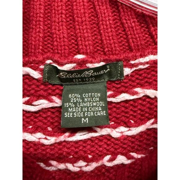 Eddie Bauer Christmas Holiday Red White Sweater Size Medium (M) - Picture 5 of 5